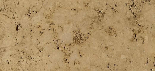 Sandstone or beige marble. Smooth surface with small dark brown blotches and indentations. Evening...