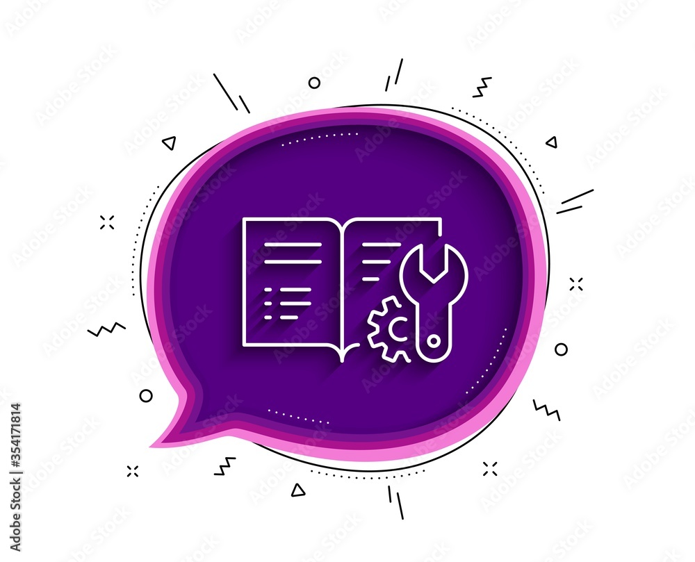 Aufkleber engineering documentation line icon. chat bubble with shadow. technical instruction sign. thin line 