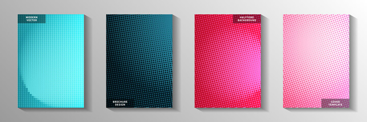 Creative point screen tone gradation cover page templates vector collection. Business brochure 