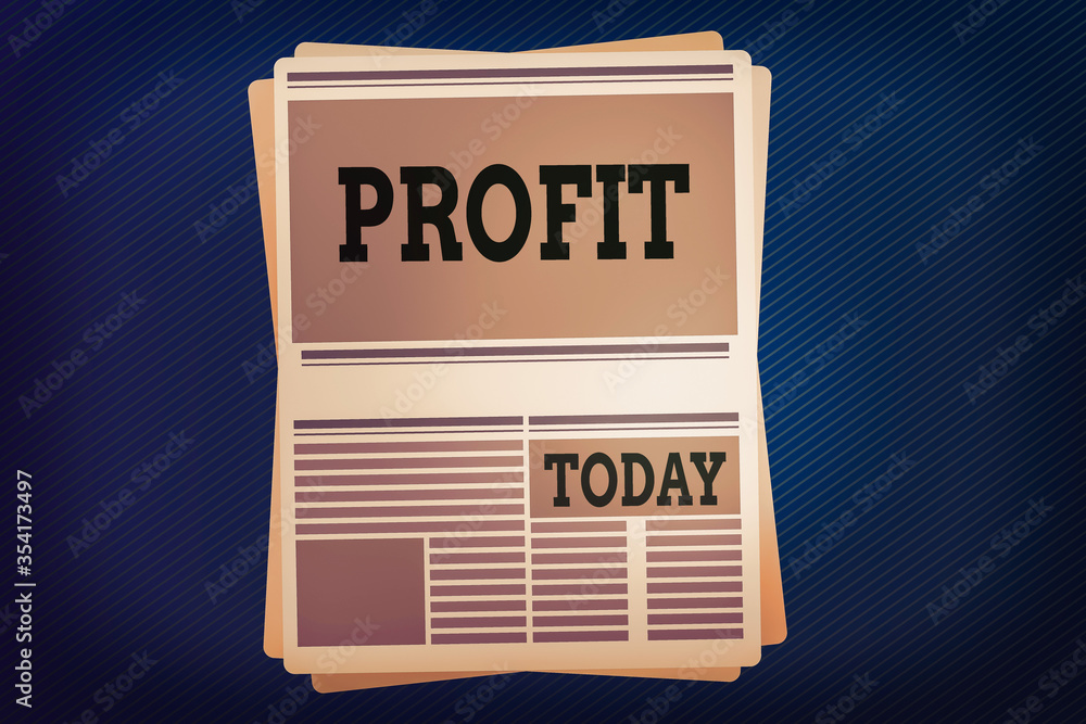 Poster word writing text profit. business photo showcasing the difference between the amount earned and the