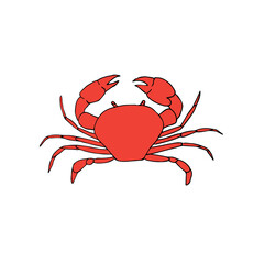 Vector hand drawn doodle sketch colored crab isolated on white background