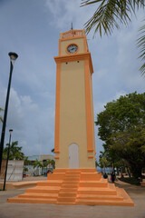Obraz premium Cozumel, Quintana Roo, Caribbean /Mexico May 20017 The inauguration of the Cozumel public clock tower on the main square took place on September 15, 1910, one of the most popular sites of the island