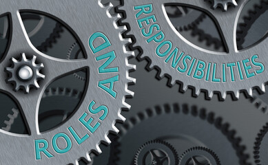 Writing note showing Roles And Responsibilities. Business concept for Business functions and professional duties