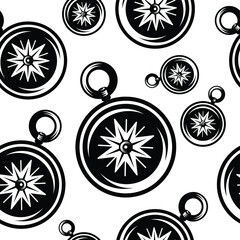 pattern seamless of compass in style vintage, retro, engraved. - vector illustrations