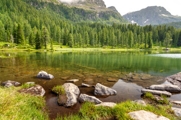 Lake San Pellegrino, Dolomites, Italy - 354175475
