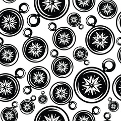 pattern seamless of compass in style vintage, retro, engraved. - vector illustrations