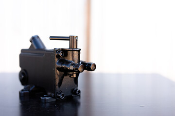 Different mechanical tools for auto service and car and truck repair. Old motor capital repair. Car service concept