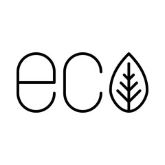 Logotipo palabra eco con hoja en color negro © teracreonte