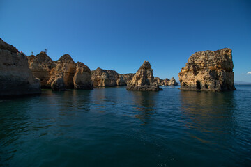 Limestone Rocks Rising Above the Ocean