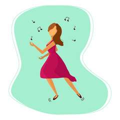 Dancing girl. Beautiful lady is dancing. Vector illustration.  International Dance Day. April 29