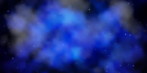 Dark BLUE vector background with small and big stars. Blur decorative design in simple style with stars. Design for your business promotion.
