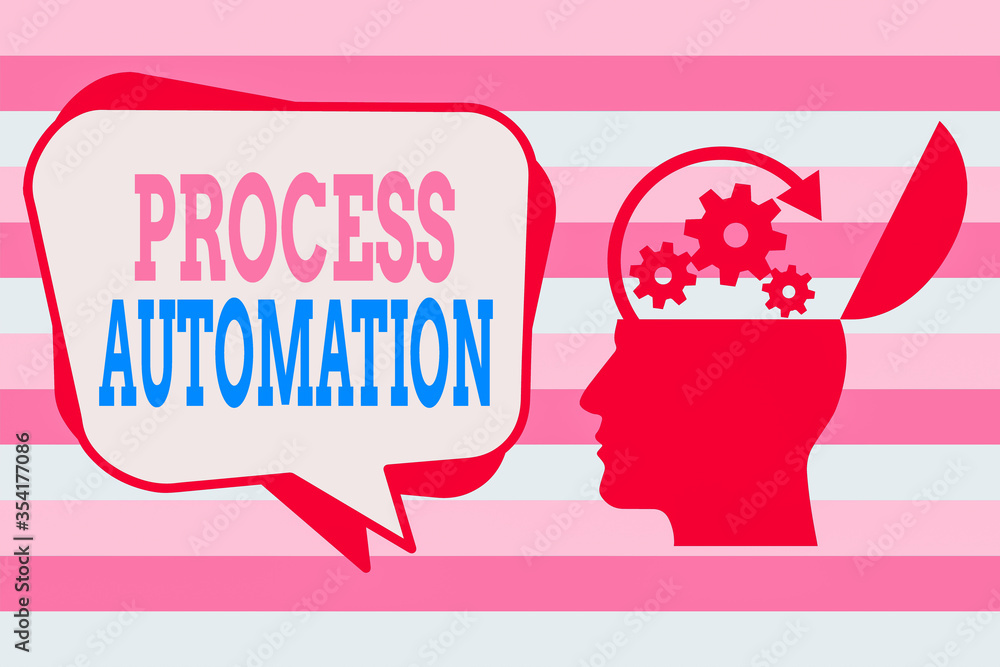 Poster text sign showing process automation. business photo showcasing the use of technology to automate bu