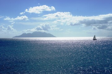 sailboat near Seychelles Indian Ocean 
