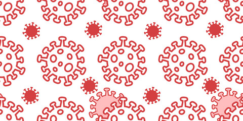Coronavirus 2019-nCoV quarantine illustration - seamless vector pattern of Covid-19 pandemic for concepts of corona virus news about lockdown or outbreak from Wuhan - China and flu global spread.