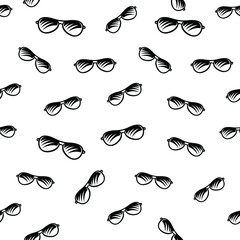 pattern seamless of eyeglasses in style vintage, retro, engraved. - vector illustrations