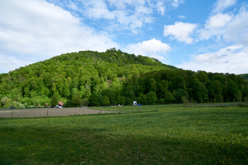Fototapeta na wymiar Green landscape on the schwäbische alp (swabian alp) in south germany
