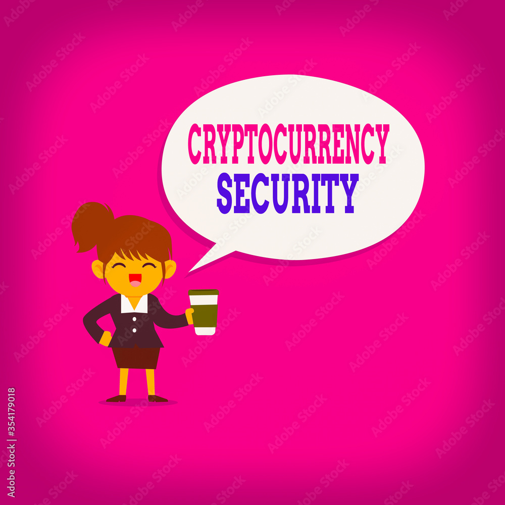 Aufkleber writing note showing cryptocurrency security. business concept for prevent unauthorized digital mone