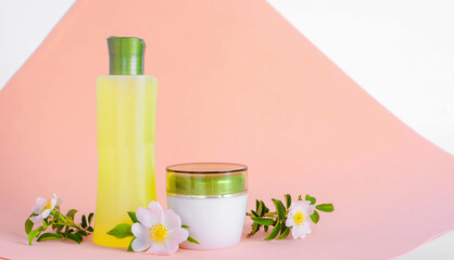 Cosmetic cream in a stylish jar.Natural cosmetics