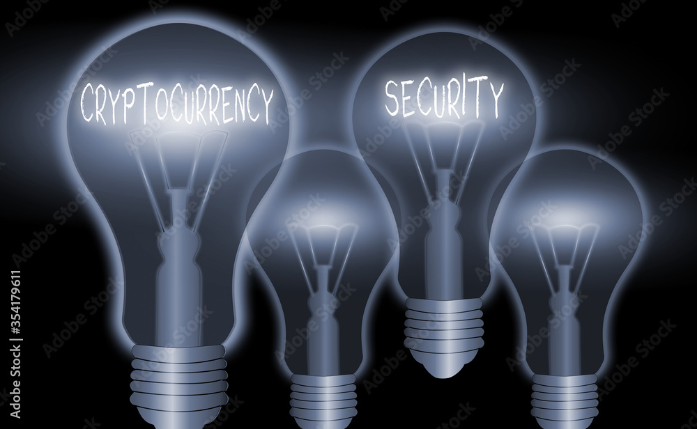 Poster writing note showing cryptocurrency security. business concept for prevent unauthorized digital mone