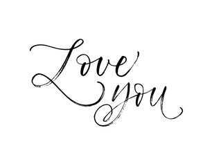 Love you card. Modern vector brush calligraphy. Ink illustration with hand-drawn lettering. 