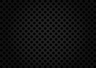 Naklejka premium Black seamless background with circles. Perforated pattern, grid, sheet, cells. Dark border. Vector texture