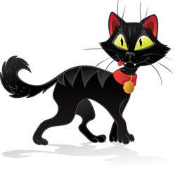 Black terrible Halloween cat isolated on a white background