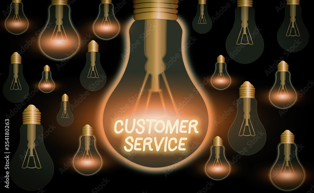 Poster text sign showing customer service. business photo text direct interaction with the consumers offeri