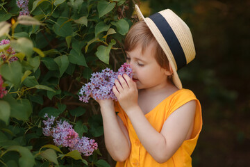 Cute adorable portrait of beautiful little girl in hat