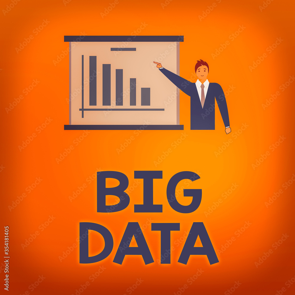 Poster writing note showing big data. business concept for dealing with the accessibility of extremely larg