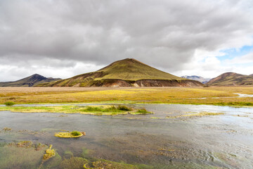 Hills around Landmannalaugar area with cloudy sky, Iceland - 354181852