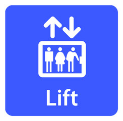 Accessible lift blue vector sign
