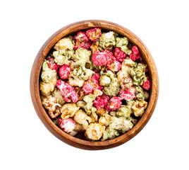 popcorn of Colorful. Isolated background. Clipping path