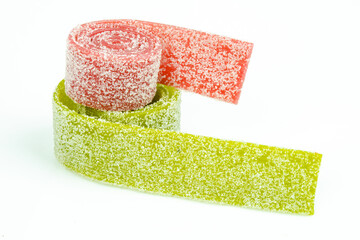 gummy candy sweets on white background. Liquorice candy. Isolated white background
