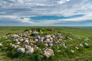 Sundial Hill Medicine Wheel in south eastern Alberta. The Sundial Hill Medicine Wheel is a...