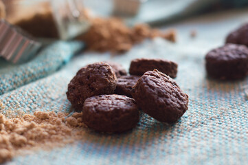 close up of chocolate truffles