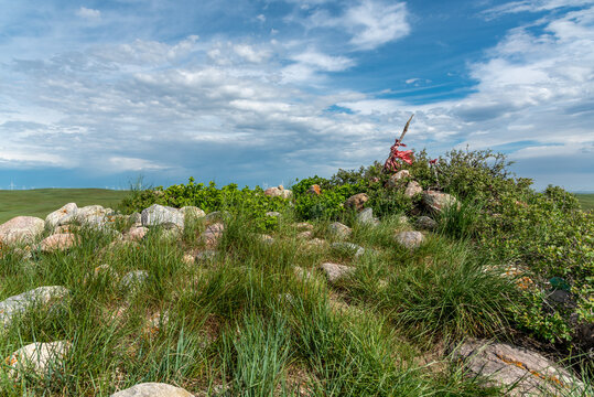 Sundial Hill Medicine Wheel In South Eastern Alberta. The Sundial Hill Medicine Wheel Is A Religious Site Constructed By Indigenous People Of The Planes. This Site May Be Thousands Of Years Old. 