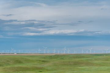 Wind turbines located in South Eastern Alberta close to Carmangay. Project is called the Blackspring Ridge Wind Farm.