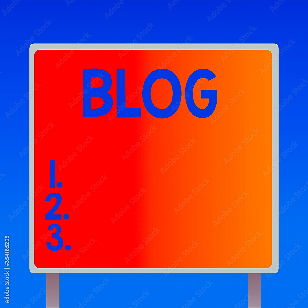 Poster writing note showing blog. business concept for platform where writer share their views on an indivi