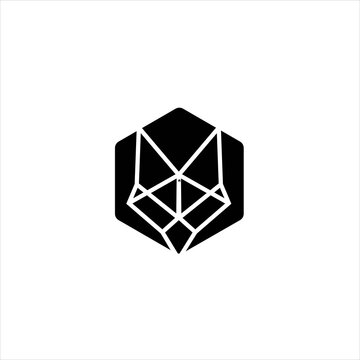 Fox diamond  design vector template icon