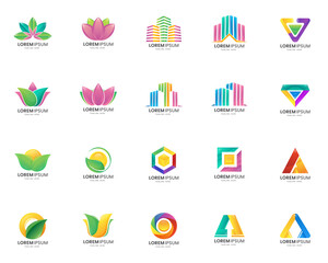 set of colorful abstract gradient logo for your company vector