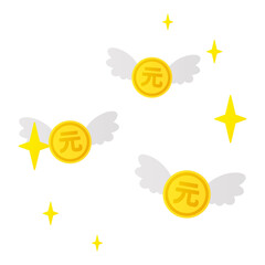 Flying Renminbi coins