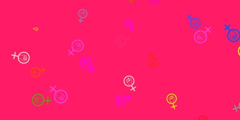 Light Multicolor vector texture with women's rights symbols.