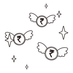 Flying Indian rupee coin