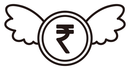 Flying Indian rupee coin
