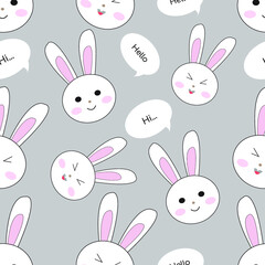 Illustration Vector Graphic of rabbit head Seamless Pattern