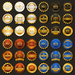 Golden vintage badge premium sale with four alternative colors vector