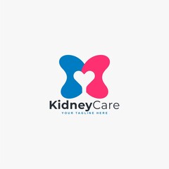 Kidney care logo design vector. Kidney clinic abstract symbol.