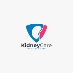 Kidney care logo design vector. Kidney clinic abstract symbol.