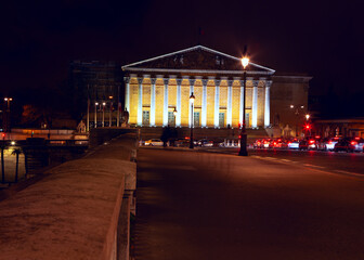 Fototapeta na wymiar Night view of National Assembly in Paris