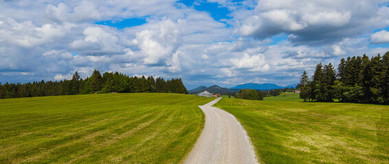 Amazing nature of Bavaria in the Allgau district of the German Alps - aerial view